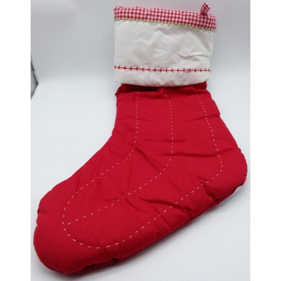 Pottery Barn Kids Anthony Stocking Santa & Rudolph Holiday Christmas Quilted Red - Picture 7 of 11